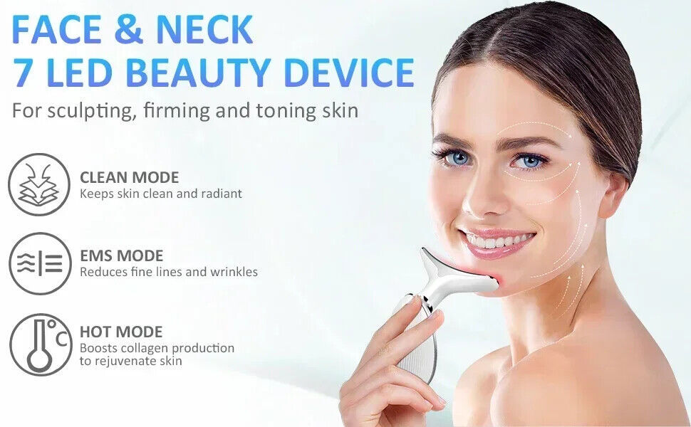 Neck Face Lifting Massager Skin Tighten Device LED Anti Wrinkle Beauty