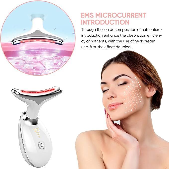 Neck Face Lifting Massager Skin Tighten Device LED Anti Wrinkle Beauty