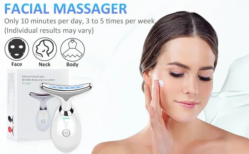 Neck Face Lifting Massager Skin Tighten Device LED Anti Wrinkle Beauty