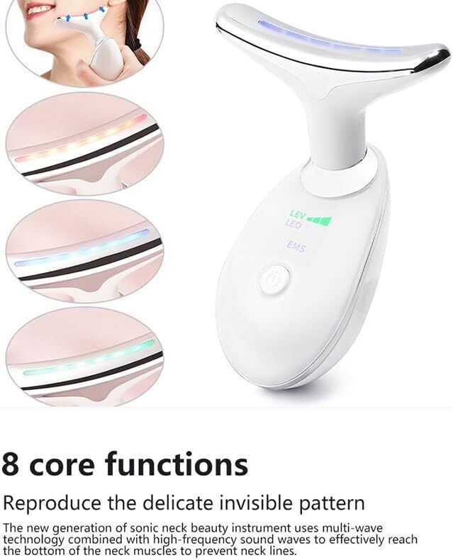 Neck Face Lifting Massager Skin Tighten Device LED Anti Wrinkle Beauty