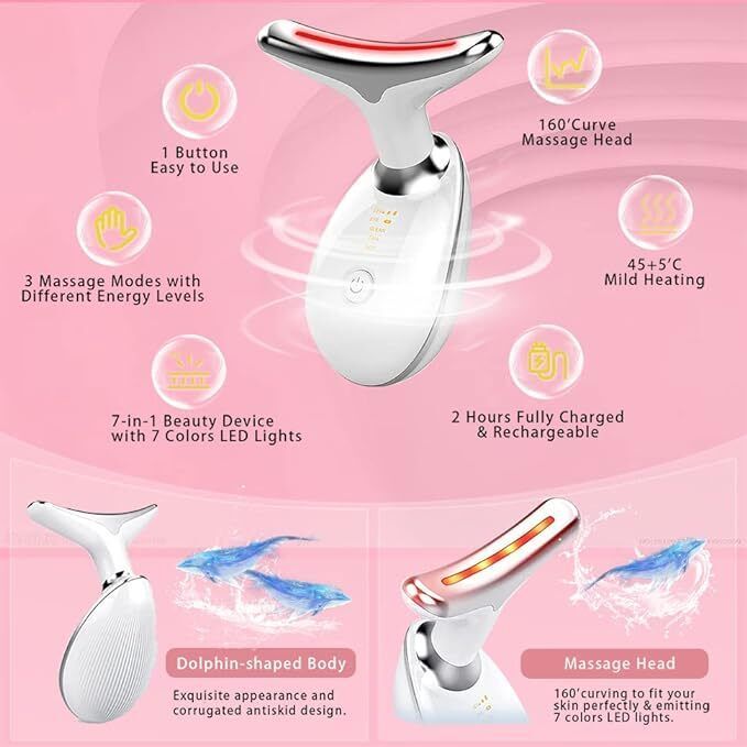 Neck Face Lifting Massager Skin Tighten Device LED Anti Wrinkle Beauty